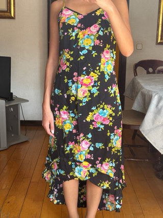Vestido vintage floral negro