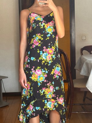 Vestido vintage floral negro