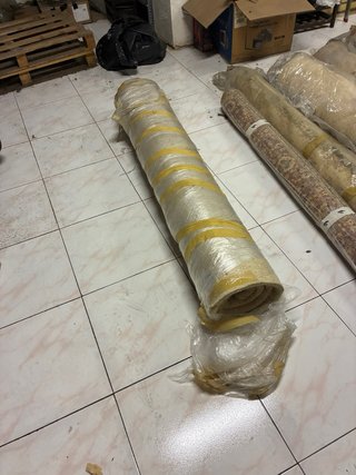 Alfombra beige de lana vintage