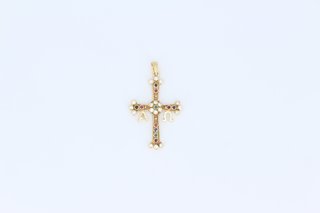 Cruz Astur Piedras Oro 18k, 5,41gr. Ref. G-351.