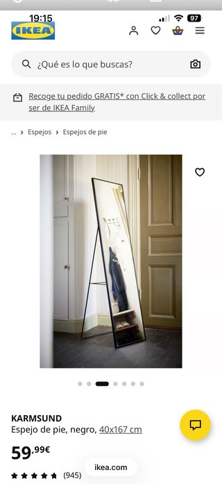 Espejo de pie KARMSUND IKEA negro