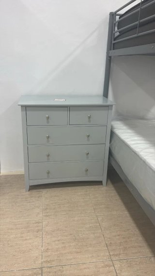 Cómoda gris 6 cajones madera