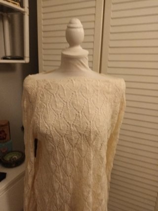 Jersey calado hilo manga larga beige