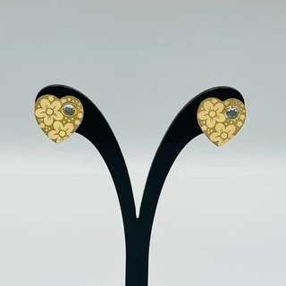 Pendientes Corazón Flores Circonita 18K