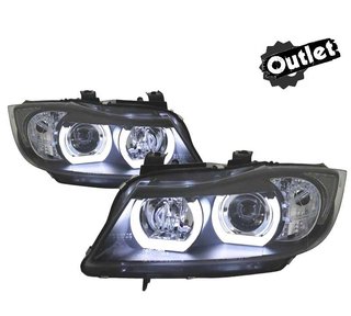 GF FAROS BMW E90 E91 05-08 XENON OJOS ANGEL U LED 3D NEGRO R