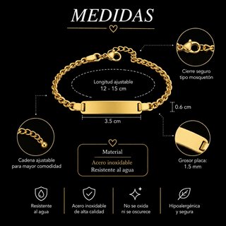 Pulsera Infantil Acero Inoxidable Grabable