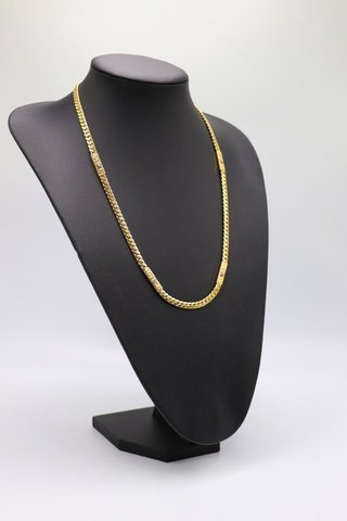 CADENA CUBANA MEDUSA CIERRE CIRCONITAS. Oro 18k.