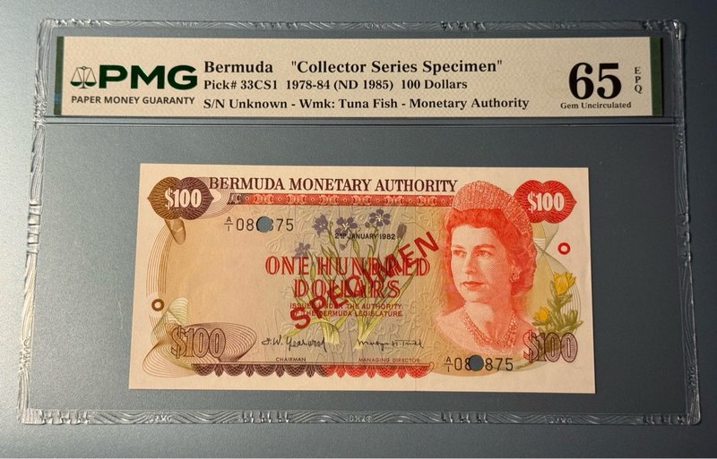 Bermuda 100 Dólares Collector Series Specimen