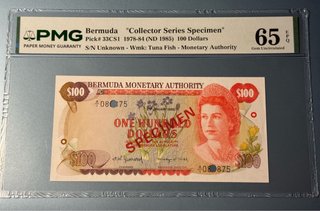 Bermuda 100 Dólares Collector Series Specimen