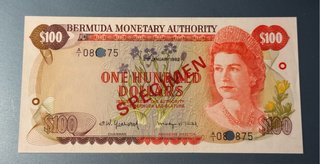 Bermuda 100 Dólares Collector Series Specimen