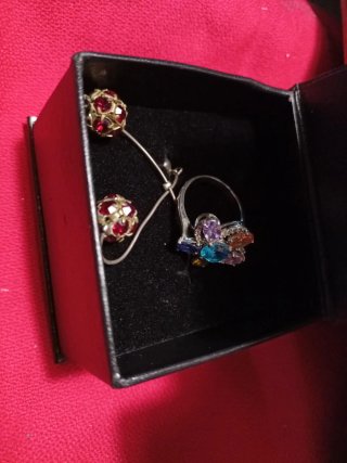 Anillo y pendientes plata ley circonitas