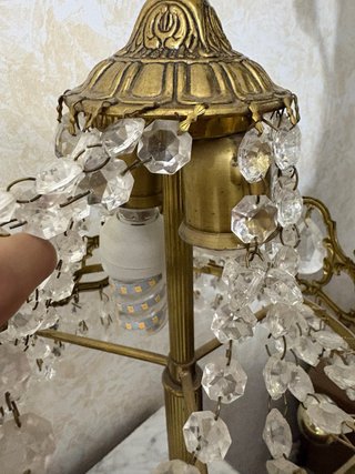 Lámpara de cristal techo y 2 lamparas mes.