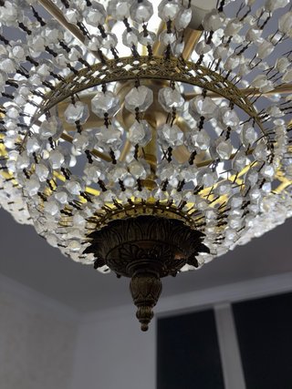Lámpara de cristal techo y 2 lamparas mes.