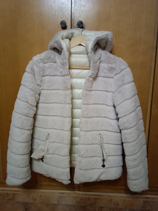 Cazadora reversible mujer beige/gris