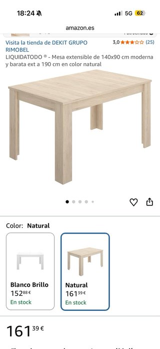 Mesa comedor extensible madera clara