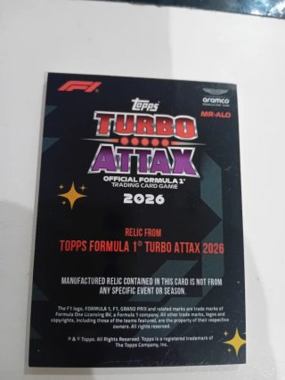 Carta F1 Topps Fernando Alonso Relic