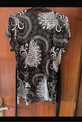 Túnica Lane Bryant Estampada Preta e Branca XXXL