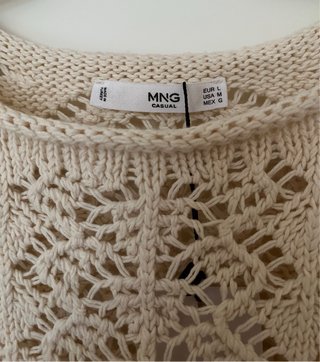 Top Mango punto color crema nuevo con etiqueta
