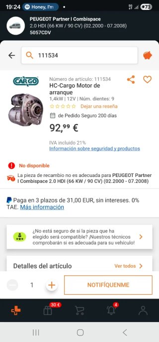 Motor de arranque Cargo 111534 Bosch F032111534