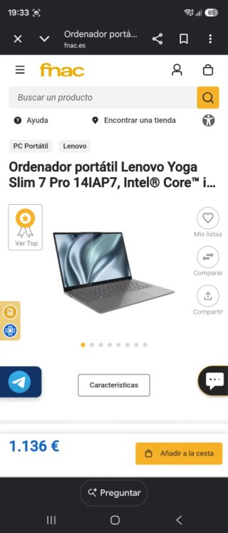 Portátil Lenovo Yoga Slim 7 Pro 14IAP7