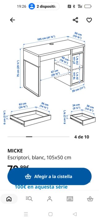 Escritorio MICKE 105x50 cm