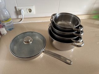 Batería Cocina Vitrocerámica 5 Piezas, 4 sin tapa