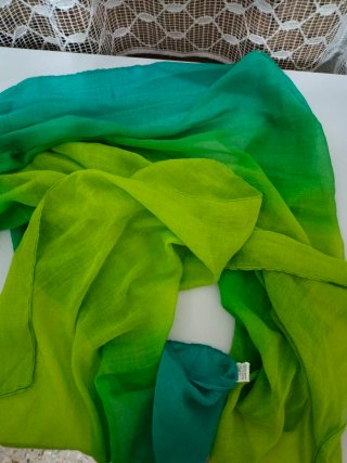 Pashmina fina degradada verde y turquesa