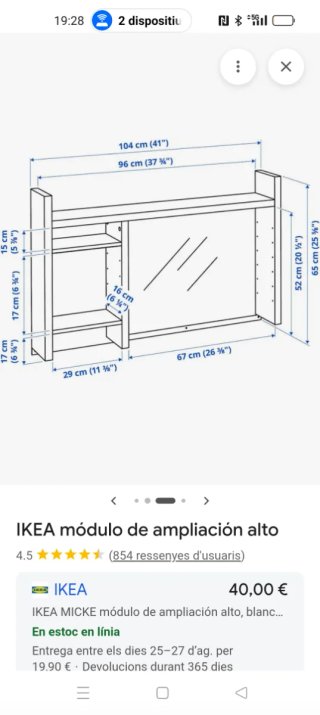 Módulo adicional escritorio MICKE IKEA
