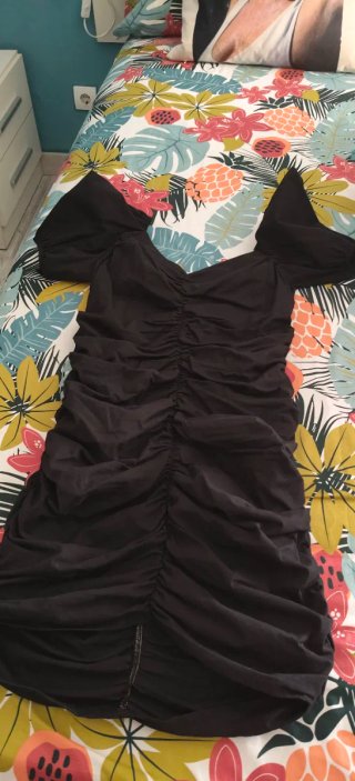 Vestido elástico floral negro multicolor