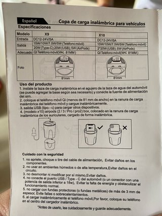 Cargador Inalámbrico y con cable para coche