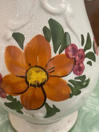 Teiera/caffettiera con fiori in ceramica