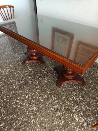 Mesa extensible comedor madera maciza Nogal crista