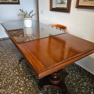 Mesa extensible comedor madera maciza Nogal crista
