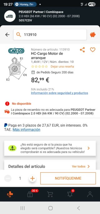 Motor de arranque CARGO 113910