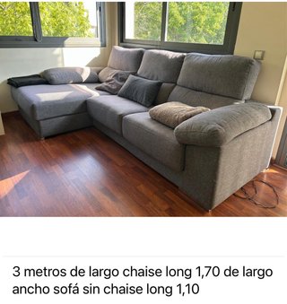 Sofá Cheslong Gris 3m