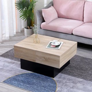 MESA CENTRO MADERA DESLIZANTE CON ALMACEN NEGRA