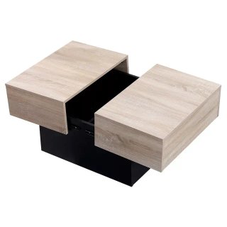 MESA CENTRO MADERA DESLIZANTE CON ALMACEN NEGRA