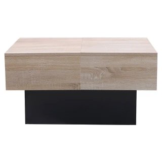 MESA CENTRO MADERA DESLIZANTE CON ALMACEN NEGRA