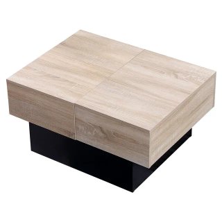 MESA CENTRO MADERA DESLIZANTE CON ALMACEN NEGRA