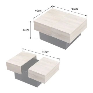 MESA CENTRO MADERA DESLIZANTE CON ALMACEN NEGRA