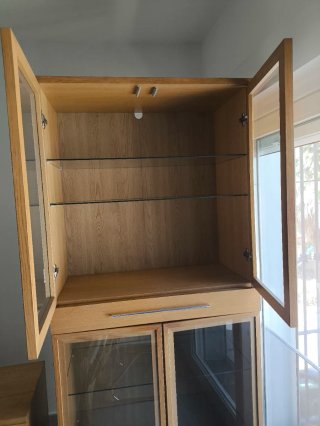 Vitrina Mueble Salón Madera y Cristal
