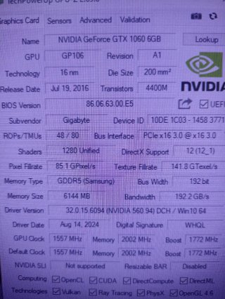 Gigabyte GTX 1060 6GB GDDR5