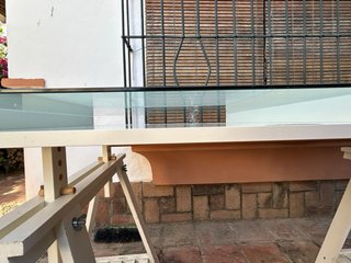 Escritorio cristal y madera