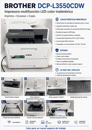 Impresora Brother DCP-L3550CDW WiFi Color