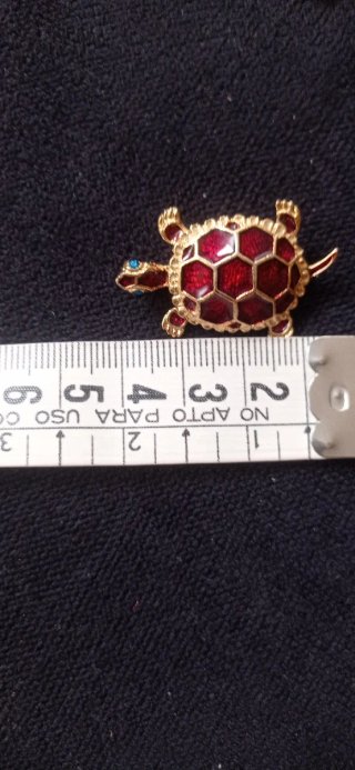 Broche Tortuga Esmaltado Rojo y Dorado