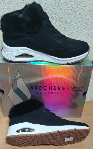 Zapatillas Skechers Street Mujer Negras