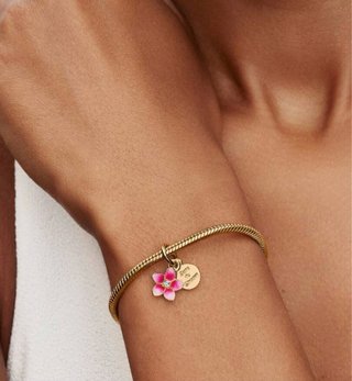 Charm Pandora Flor Rosa y Dorada
