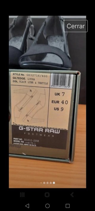 Zapatos G-Star RAW Talla 40 Negros Sin Estrenar