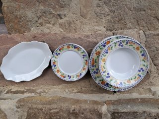 Vajilla de porcelana diseño floral+Bandeja