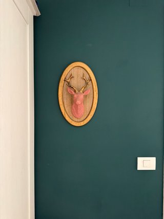 Decoración Cabeza Ciervo Rosa y Dorado